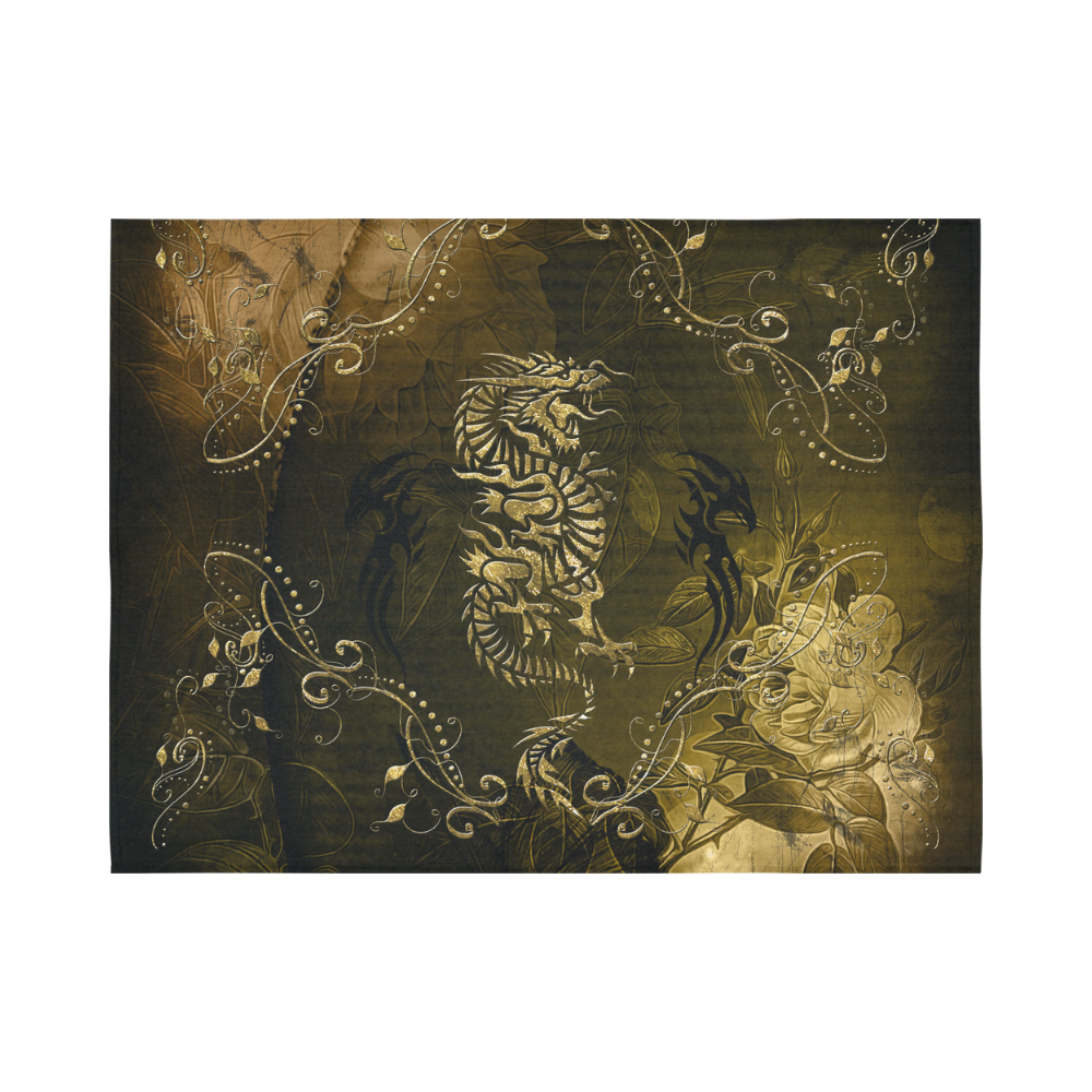 Wonderful chinese dragon in gold Cotton Linen Wall Tapestry 80"x 60"