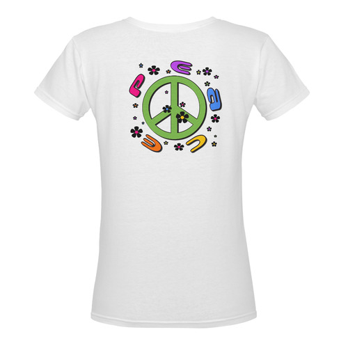 peace pink 3d Color Women's Deep V-neck T-shirt (Model T19)