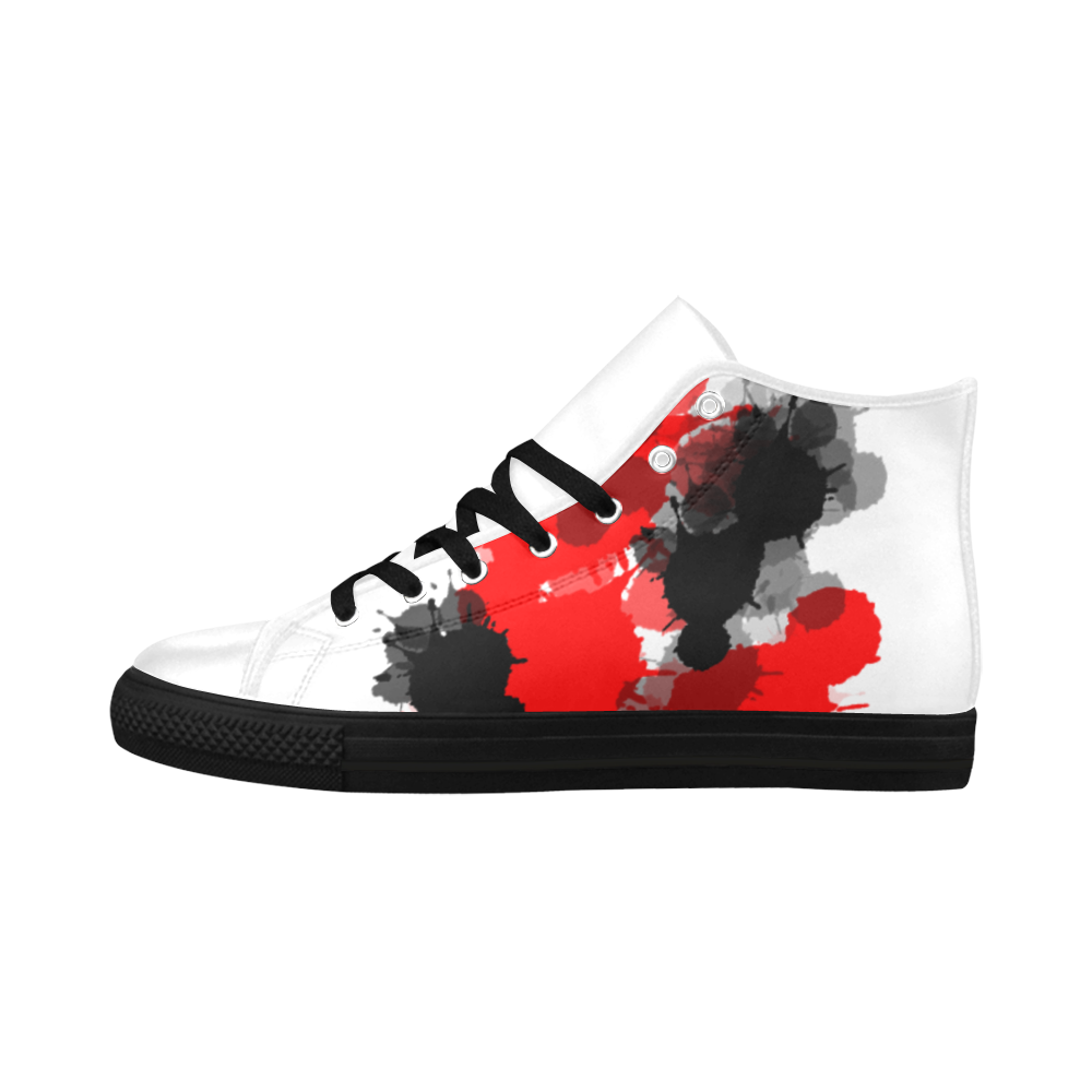 Ink Splatter Aquila High Top Microfiber Leather Men's Shoes/Large Size (Model 032)