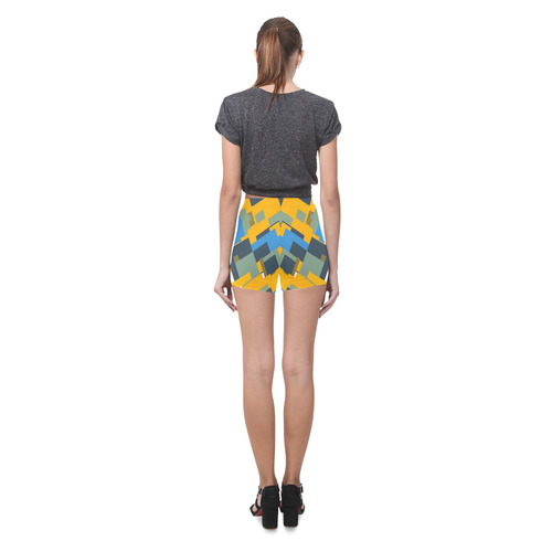 Blue yellow shapes Briseis Skinny Shorts (Model L04)