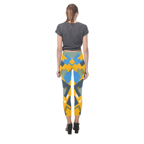 Blue yellow shapes Capri Legging (Model L02)