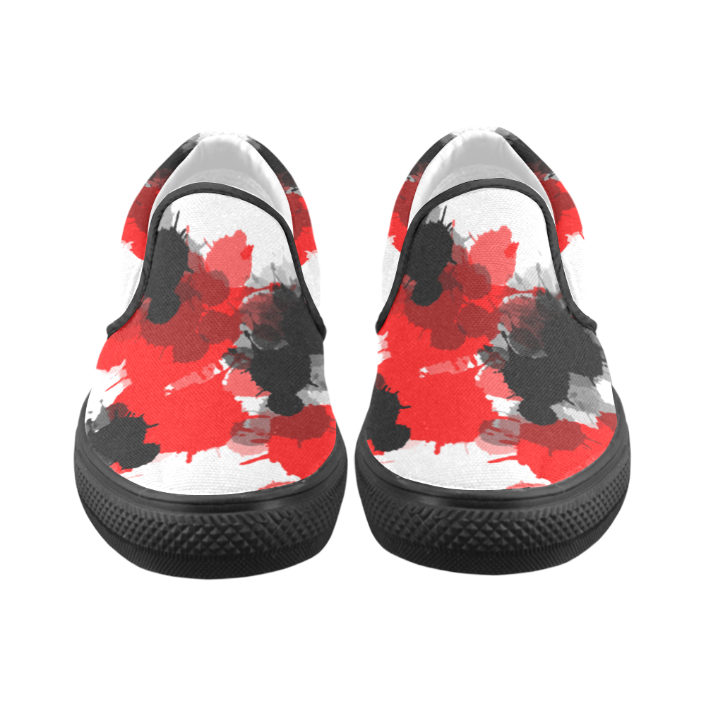 Ink Splatter Slip-on Canvas Shoes for Men/Large Size (Model 019)