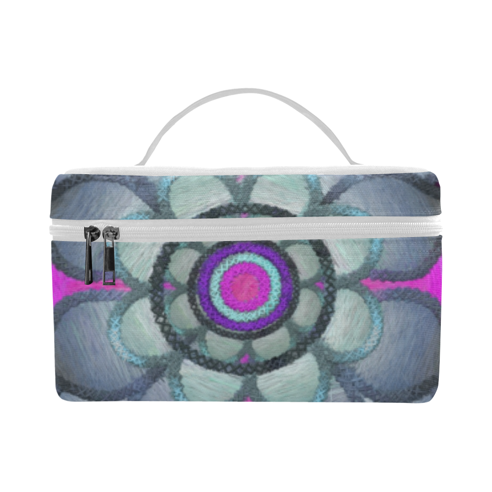 Hot Pink and teal pattern Cosmetic Bag/Large (Model 1658)