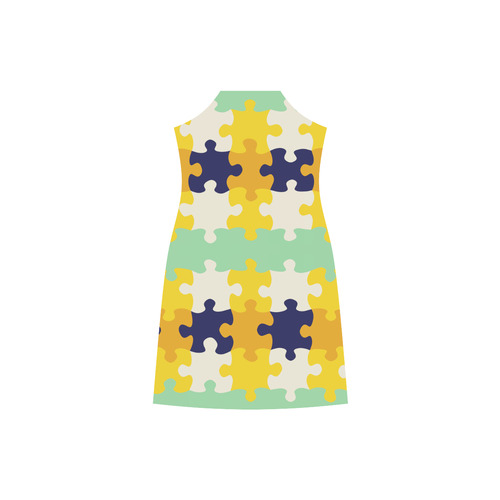 Puzzle pieces V-Neck Open Fork Long Dress(Model D18)