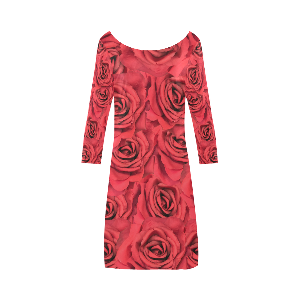 Radical Red Roses Bateau A-Line Skirt (D21) | ID: D1287474