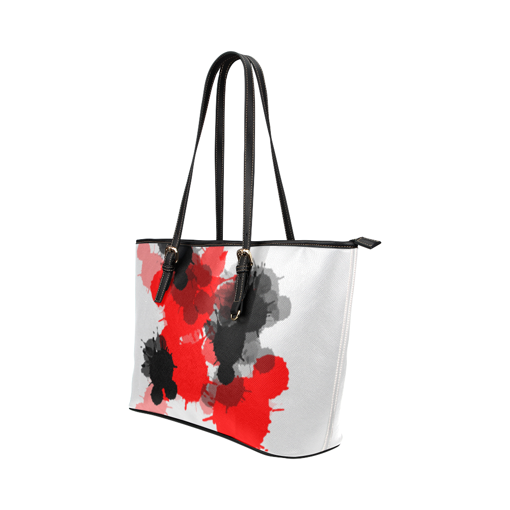 Ink Splatter Leather Tote Bag/Large (Model 1651)