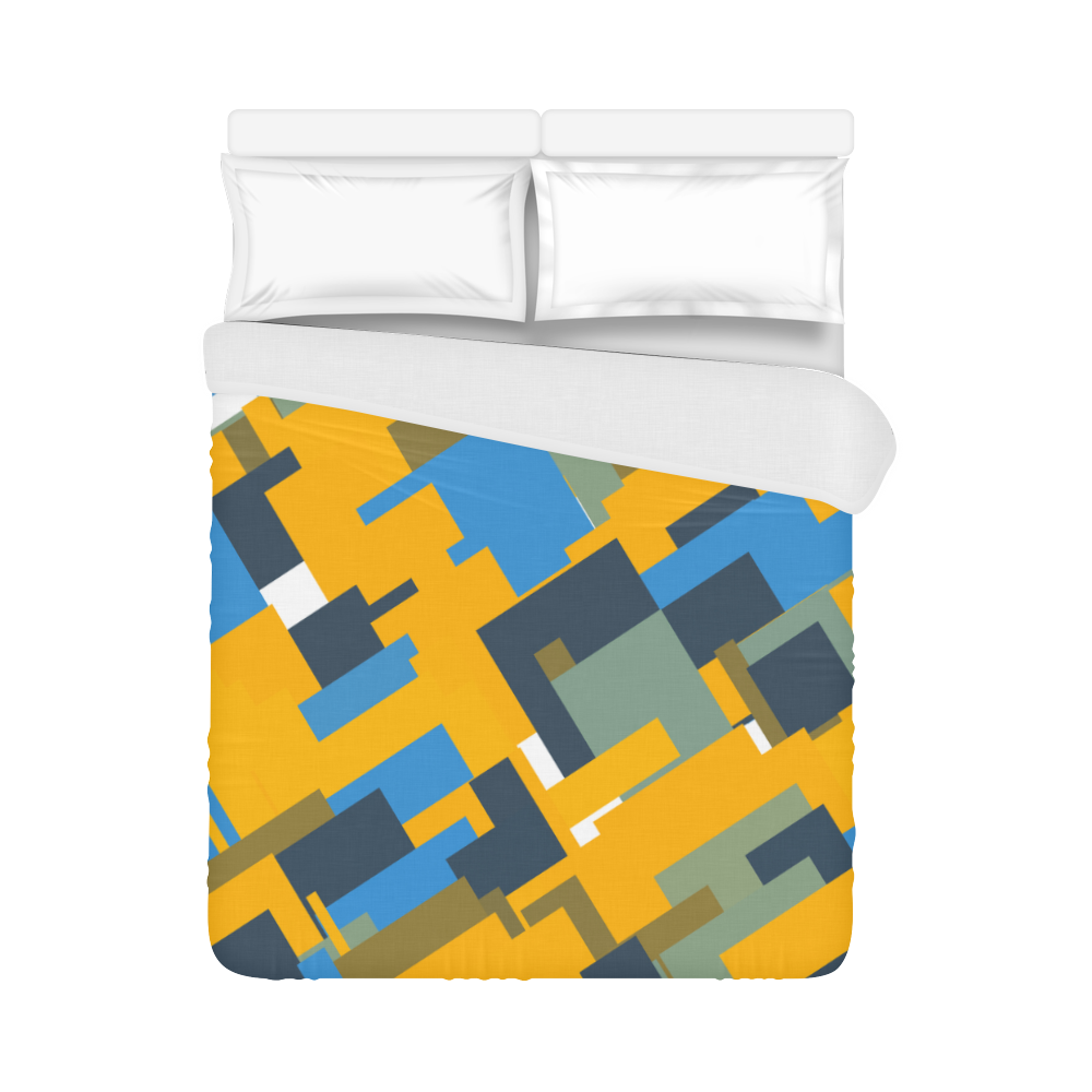 Blue yellow shapes Duvet Cover 86"x70" ( All-over-print)