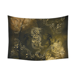 Wonderful chinese dragon in gold Cotton Linen Wall Tapestry 80"x 60"