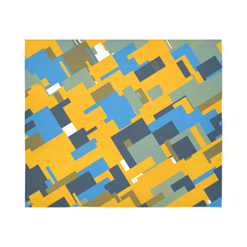 Blue yellow shapes Cotton Linen Wall Tapestry 60"x 51"