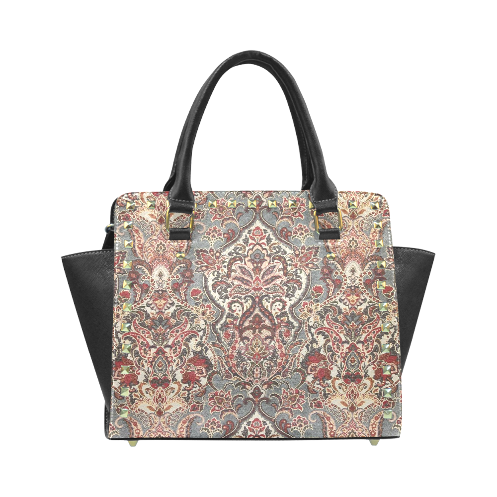 Vintage Floral Persian Rug Pattern Rivet Shoulder Handbag (Model 1645 ...