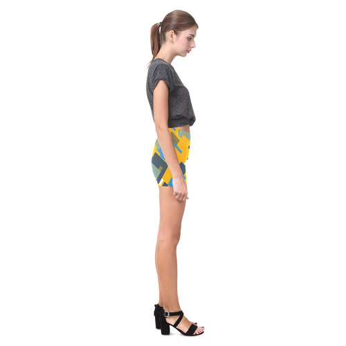 Blue yellow shapes Briseis Skinny Shorts (Model L04)
