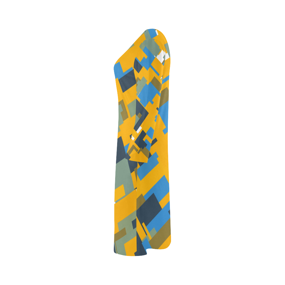 Blue yellow shapes Bateau A-Line Skirt (D21)