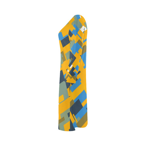 Blue yellow shapes Bateau A-Line Skirt (D21)