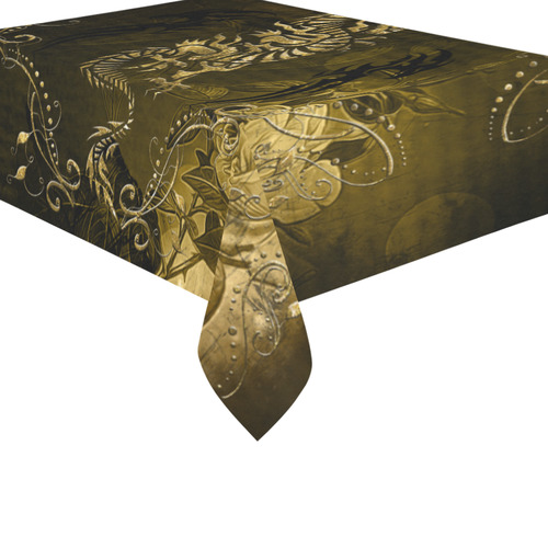 Wonderful chinese dragon in gold Cotton Linen Tablecloth 60"x 84"