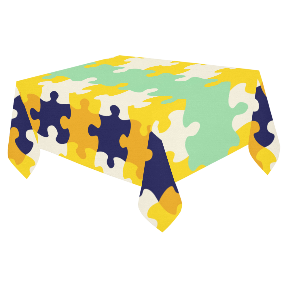Puzzle pieces Cotton Linen Tablecloth 52"x 70"