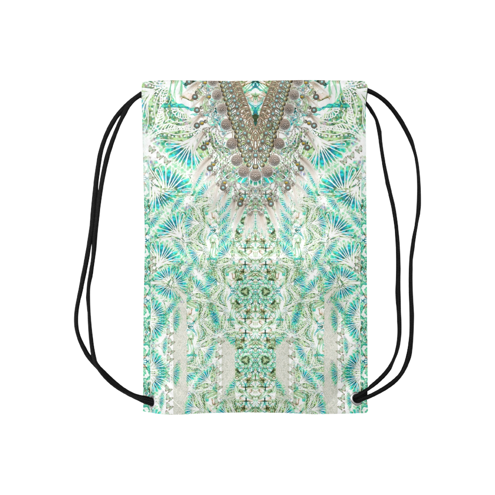BUTTERFLY DANCE TEAL Small Drawstring Bag Model 1604 (Twin Sides) 11"(W) * 17.7"(H)