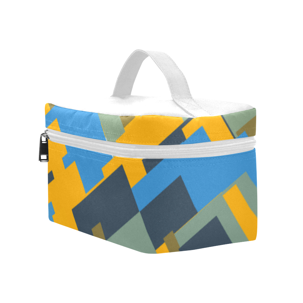 Blue yellow shapes Cosmetic Bag/Large (Model 1658)