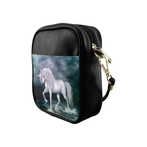 Wonderful white unicorn on the beach Sling Bag (Model 1627)