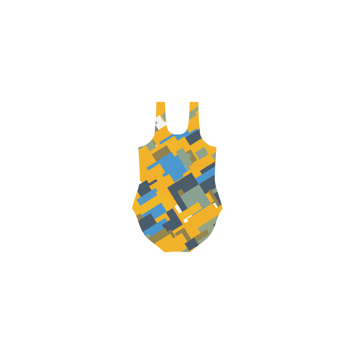 Blue yellow shapes Vest One Piece Swimsuit (Model S04)