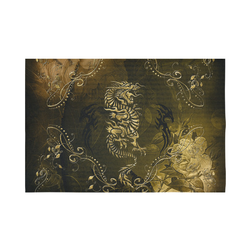 Wonderful chinese dragon in gold Cotton Linen Wall Tapestry 90"x 60"