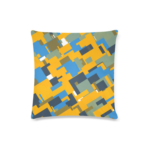 Blue yellow shapes Custom Zippered Pillow Case 16"x16"(Twin Sides)