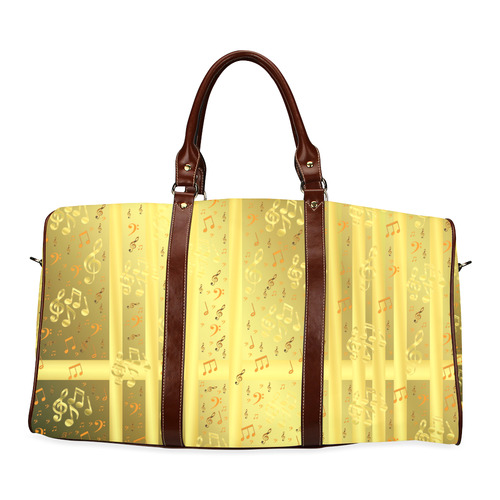 golden music notes Waterproof Travel Bag/Large (Model 1639)