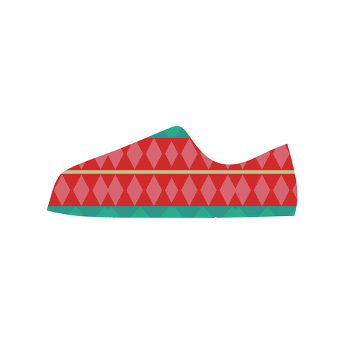 Rhombus stripes and other shapes Low Top Canvas Shoes for Kid (Model 018)