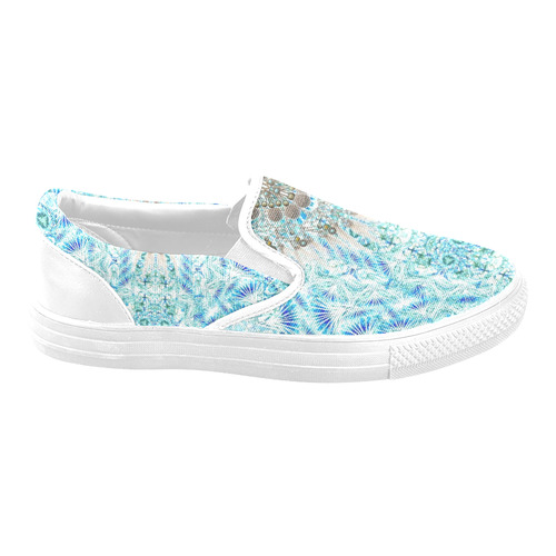 BUTTERFLY DANCE TURQUOISE Women's Unusual Slip-on Canvas Shoes (Model 019)