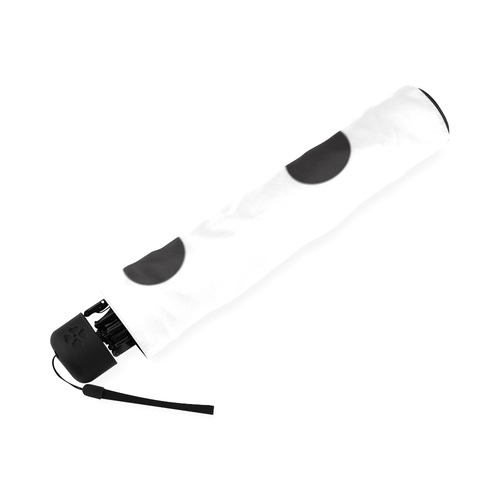 Black White Polka Dots Black Bow Pattern Foldable Umbrella (Model U01)