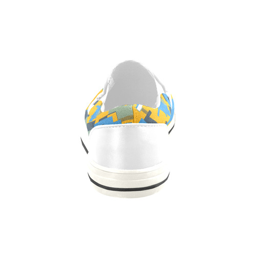 Blue yellow shapes Slip-on Canvas Shoes for Kid (Model 019)