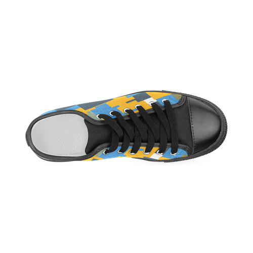 Blue yellow shapes Women's Classic Canvas Shoes (Model 018)