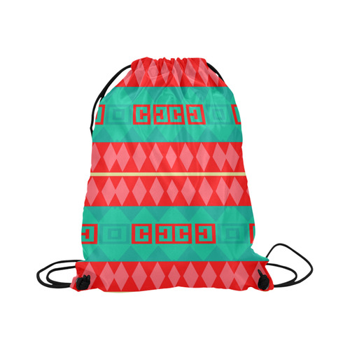 Rhombus stripes and other shapes Large Drawstring Bag Model 1604 (Twin Sides)  16.5"(W) * 19.3"(H)