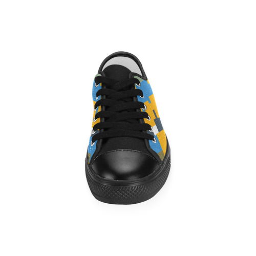 Blue yellow shapes Women's Classic Canvas Shoes (Model 018)