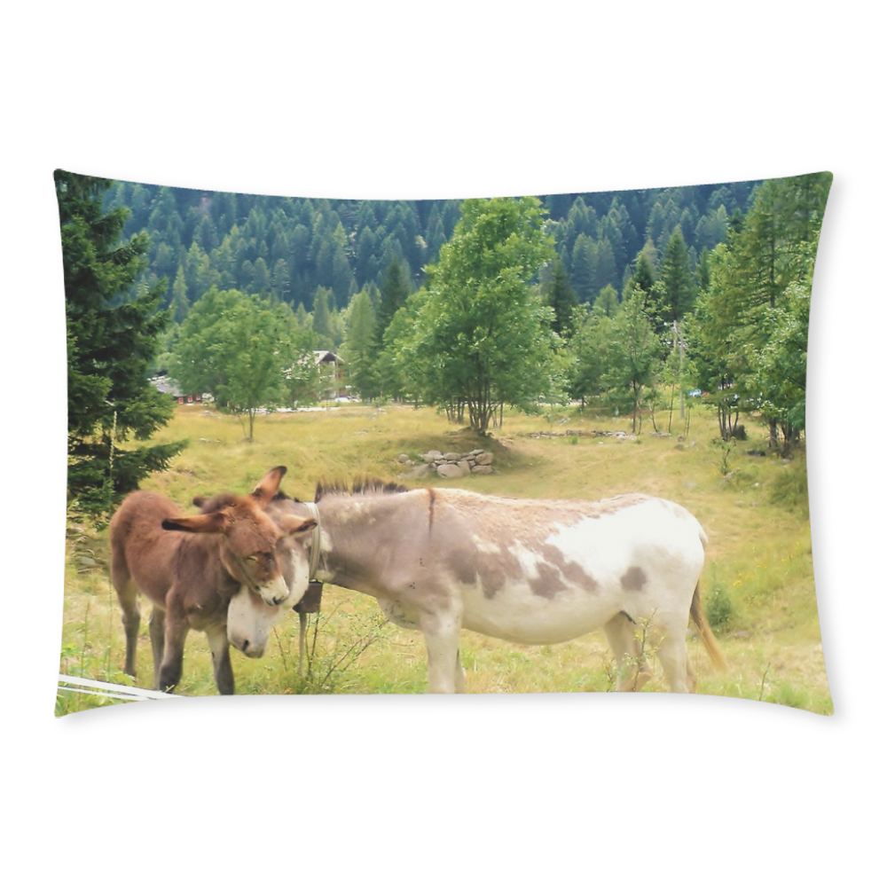 donkeys Custom Rectangle Pillow Case 20x30 (One Side)