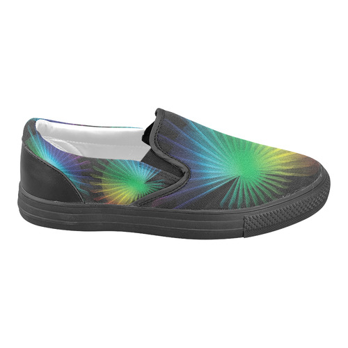 Rainbow Fan Men's Unusual Slip-on Canvas Shoes (Model 019)