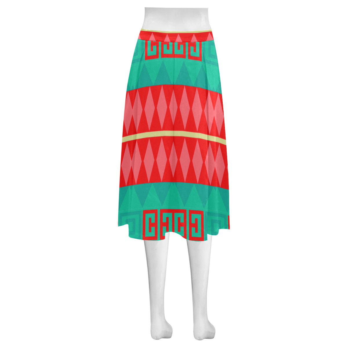 Rhombus stripes and other shapes Mnemosyne Women's Crepe Skirt (Model D16)