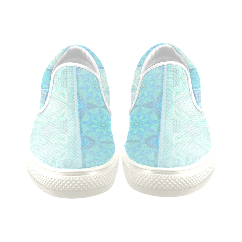 teal Slip-on Canvas Shoes for Kid (Model 019)