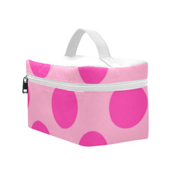 Large Hot Pink Polka Dots Pattern Cosmetic Bag/Large (Model 1658)