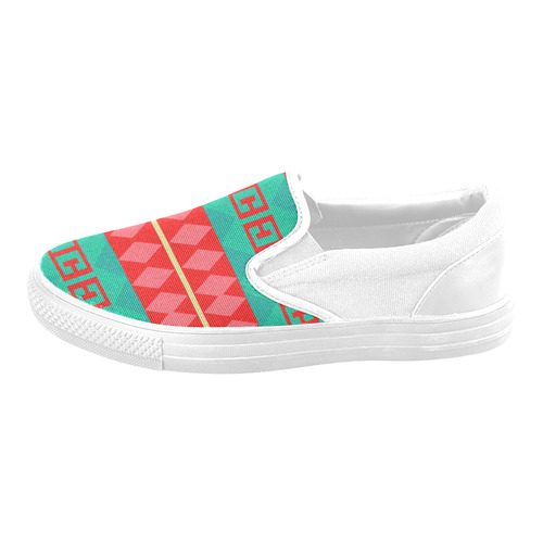 Rhombus stripes and other shapes Men's Unusual Slip-on Canvas Shoes (Model 019)