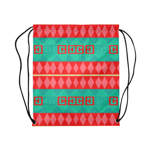 Rhombus stripes and other shapes Large Drawstring Bag Model 1604 (Twin Sides)  16.5"(W) * 19.3"(H)