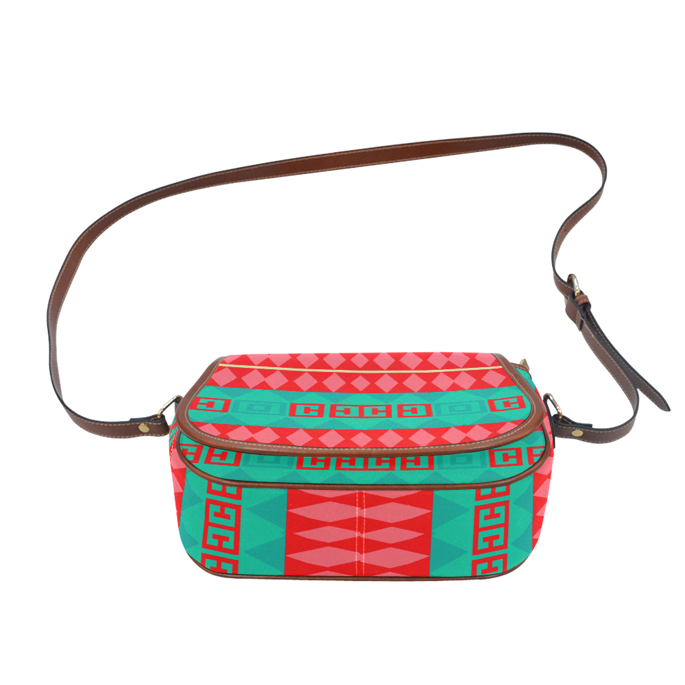 Rhombus stripes and other shapes Saddle Bag/Large (Model 1649)