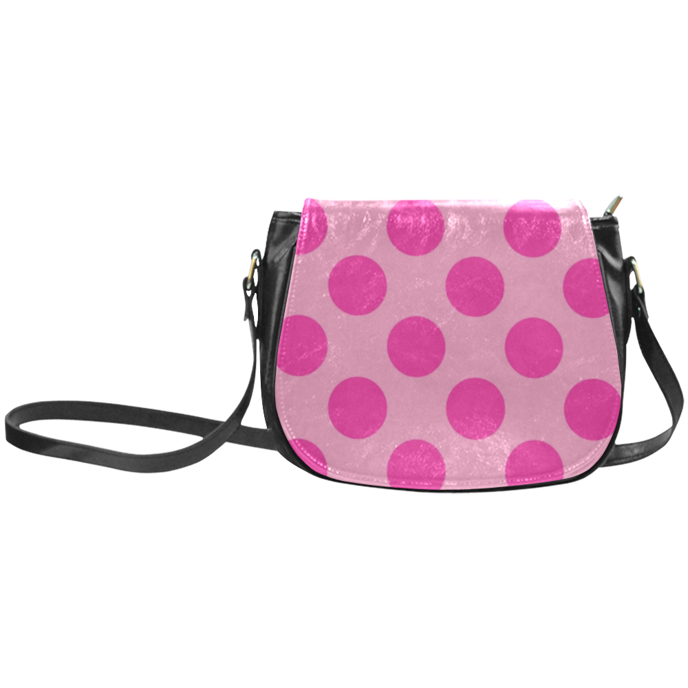 Large Hot Pink Polka Dots Pattern Classic Saddle Bag/Large (Model 1648)
