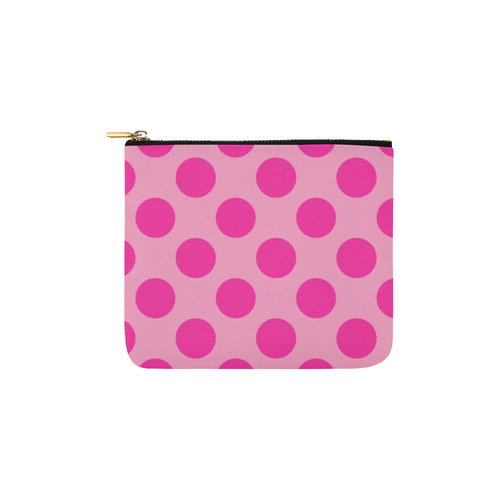 Large Hot Pink Polka Dots Pattern Carry-All Pouch 6''x5''