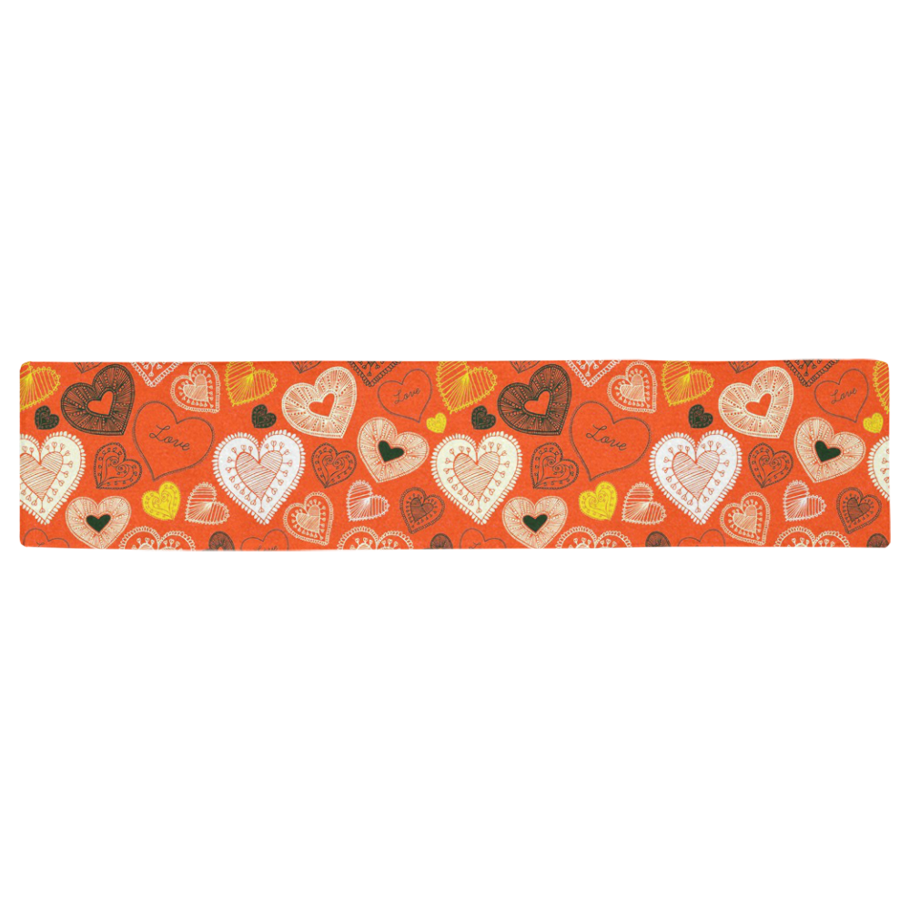 Cute Retro Hearts Love Pattern Table Runner 16x72 inch