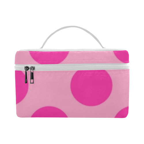 Large Hot Pink Polka Dots Pattern Cosmetic Bag/Large (Model 1658)