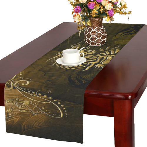 Wonderful chinese dragon in gold Table Runner 16x72 inch