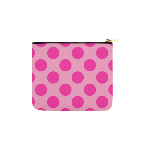 Large Hot Pink Polka Dots Pattern Carry-All Pouch 6''x5''
