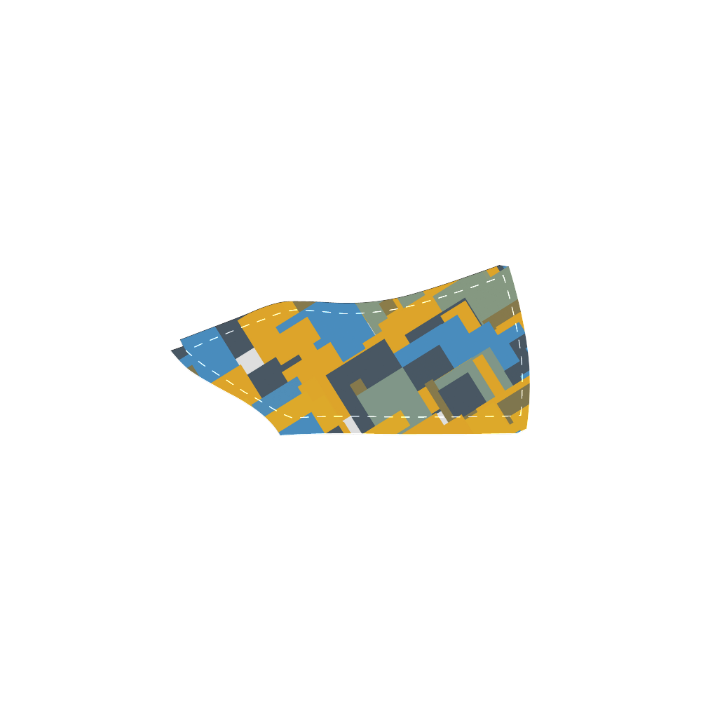 Blue yellow shapes Women's Unusual Slip-on Canvas Shoes (Model 019)
