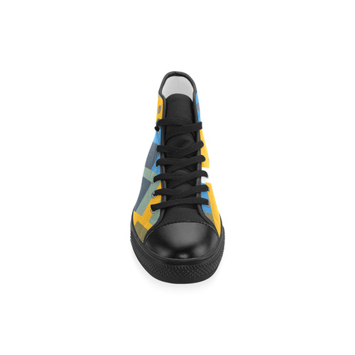 Blue yellow shapes Men’s Classic High Top Canvas Shoes (Model 017)