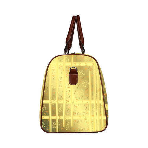 golden music notes Waterproof Travel Bag/Large (Model 1639)